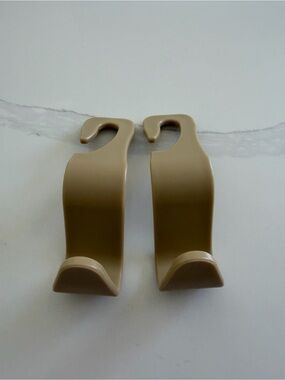 Beige Plastic Car Headrest Hooks - Set of 2